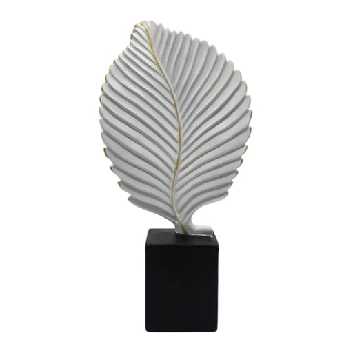 Figura Adorno De Hoja Blanca Decorativa En Resina Moderna M - Fliperex
