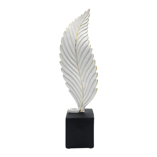 Figura Adorno De Hoja Blanca Decorativa En Resina Moderna S - Fliperex