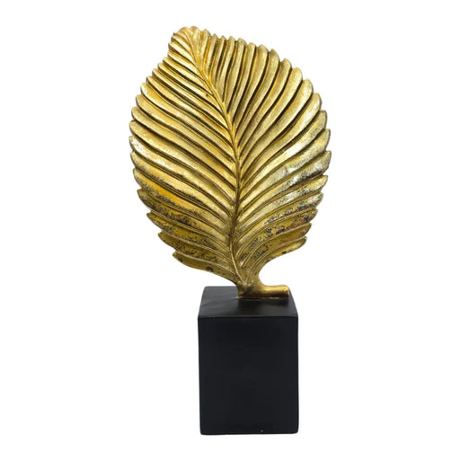 Figura Adorno De Hoja Dorada Decorativa En Resina Moderna M - Fliperex