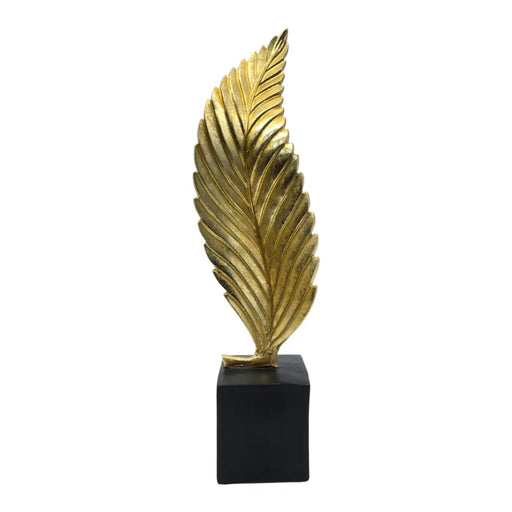 Figura Adorno De Hoja Dorada Decorativa En Resina Moderna S - Fliperex