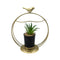 Figura Decorativa Candelabro Pajarito Dorado Con Mini Planta
