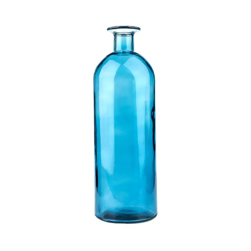 Florero Botella Decorativa De Vidrio Cristal Tonos Azules - Fliperex