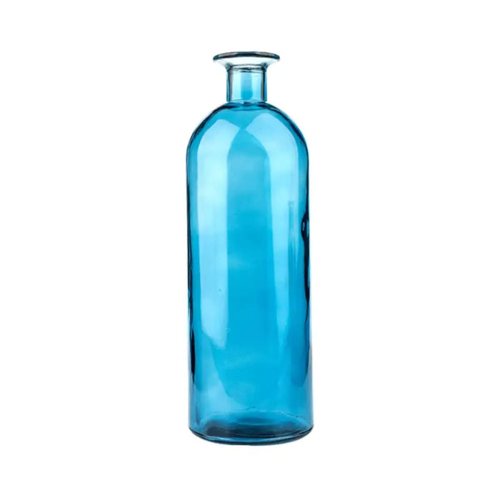 Florero Botella Decorativa De Vidrio Cristal Tonos Azules - Fliperex