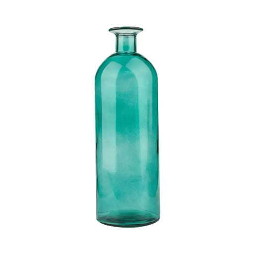 Florero Botella Decorativa De Vidrio Cristal Tonos Verdes - Fliperex