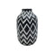 Florero Ceramica Diseño Etnico Vintage Blanco Negro Mediano