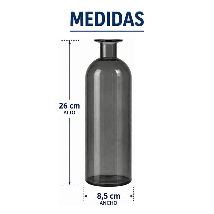 Florero Botella De Vidrio Decorativo Cristal Oscuro L