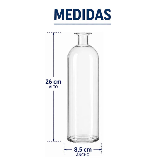 Florero Botella De Vidrio Decorativo Transparente L