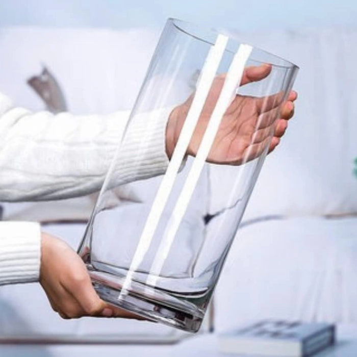 Florero De Vidrio Alto Cilindrico Transparente Jarron Grande