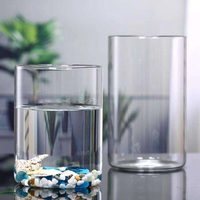 Florero De Vidrio Alto Cilindrico Transparente Jarron Grande