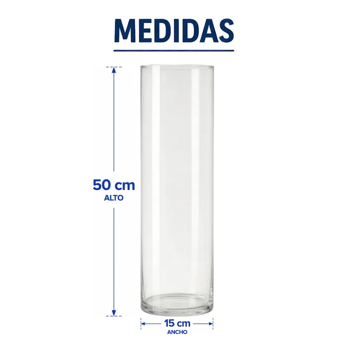 Florero De Vidrio Alto Cilindrico Transparente Jarron L