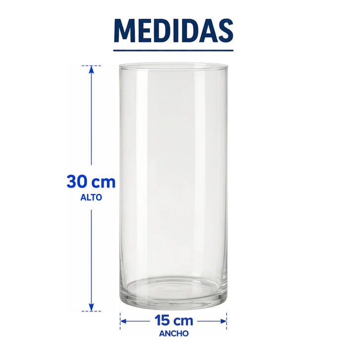 Florero De Vidrio Alto Cilindrico Transparente Jarron M