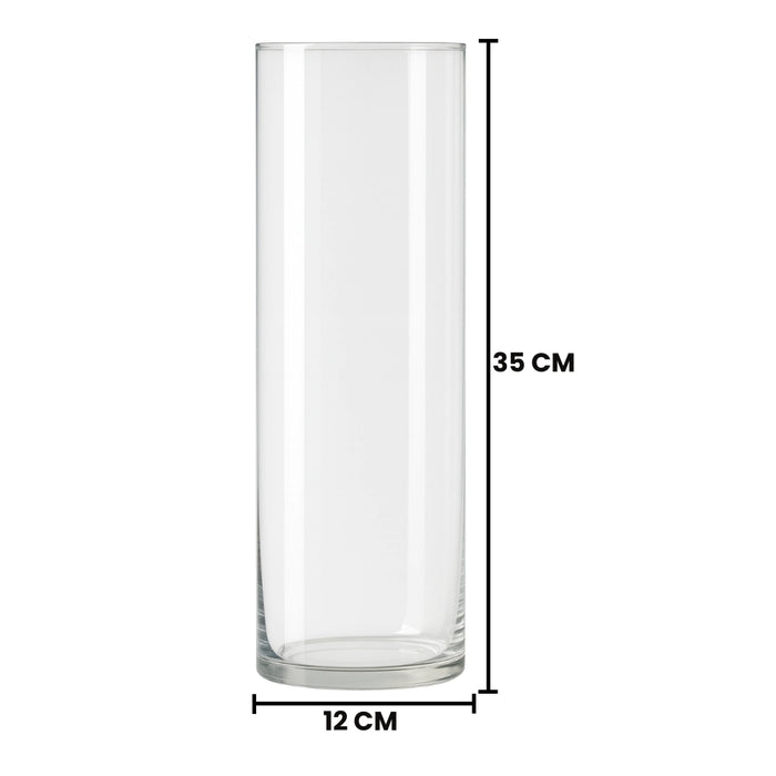 Florero De Vidrio Alto Cilindrico Transparente Mediano