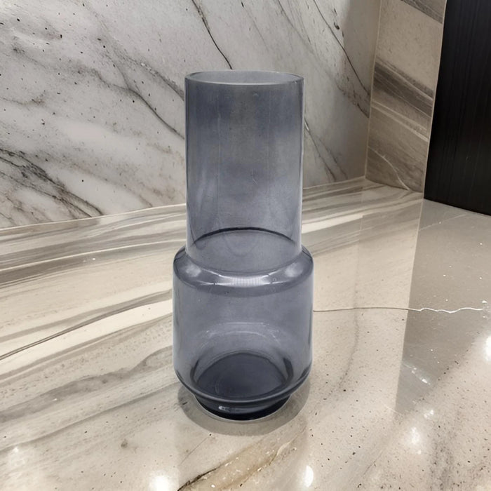 Florero Decorativo De Vidrio Cristal Con Diseño Tonos Gris