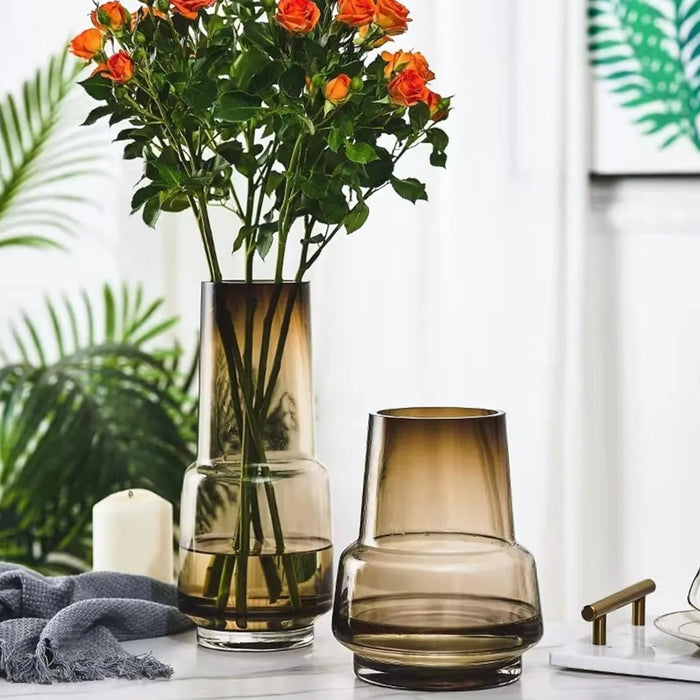 Florero Decorativo De Vidrio Cristal Con Diseño Tonos Gris