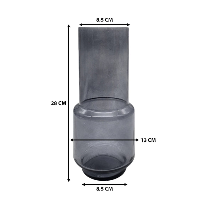 Florero Decorativo De Vidrio Cristal Con Diseño Tonos Gris