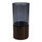 Florero Decorativo De Vidrio Liso Tonos Gris Con Base Madera