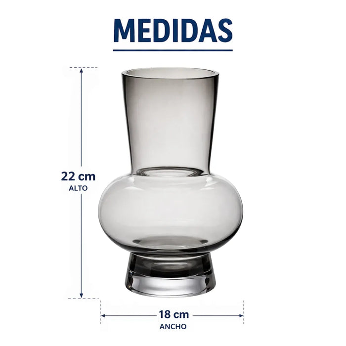 Florero Elegante De Vidrio Cristal Premium Tono Oscuro