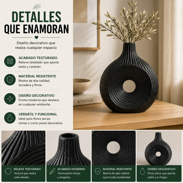 Florero Jarron de Resina Diseño Minimalista Moderno Textura