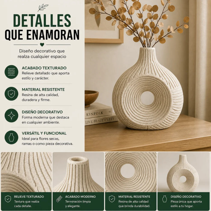 Florero Jarron de Resina Diseño Minimalista Moderno Textura