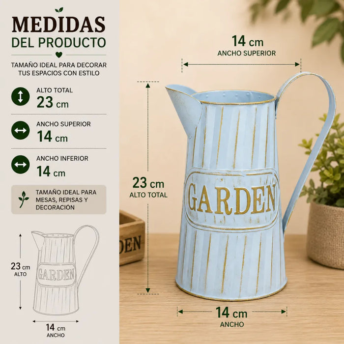Florero Metalico Tipo Jarra Decorativo Garden Para Flores