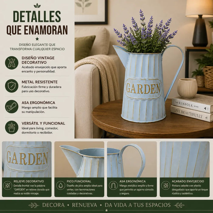 Florero Metalico Tipo Jarra Decorativo Garden Para Flores