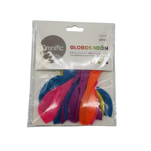 Globos Color Multicolor Neon 12 Unidades Tamaño 25 Cm Fiesta - Fliperex