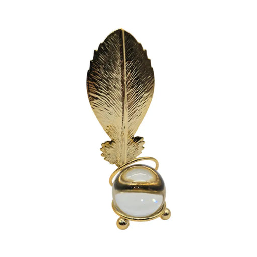 Hoja Dorada Con Bola De Cristal Adorno Elegante Para Mesas - Fliperex