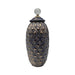 Jarron De Ceramica Decorativo Diseño Rombos Azul Mar Dorado - Fliperex
