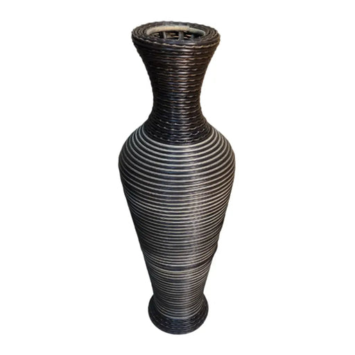 Jarron Florero Decorativo Tejido Rattan Moderno Negro 70 CM - Fliperex
