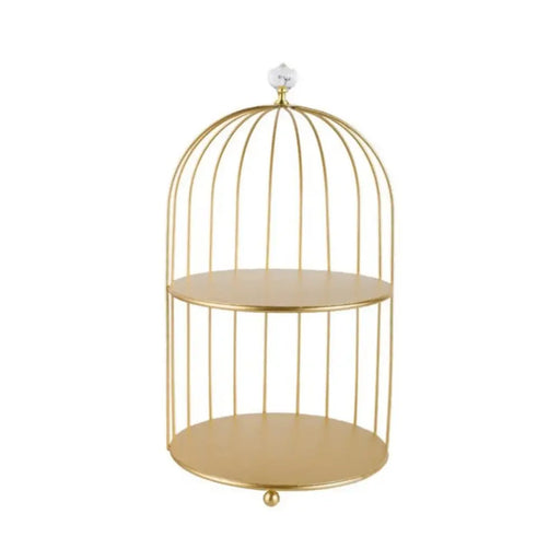 Jaula Bandeja Dorada De Decoracion Metalica Multiuso - Fliperex