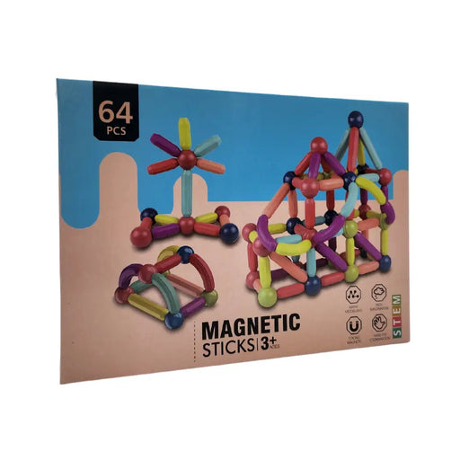 Juego Varillas De Construccion Magnetico Didactico 64 Piezas - Fliperex