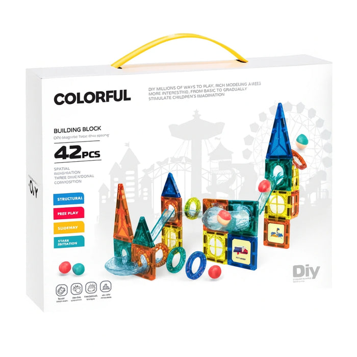Juego Bloques Magneticos Construccion 42 Piezas Tobogan