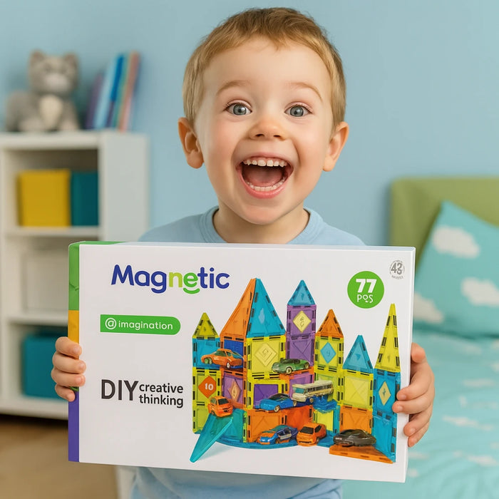 Juego Bloques Magneticos Construccion 77 Piezas Educativo