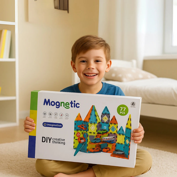 Juego Bloques Magneticos Construccion 77 Piezas Educativo