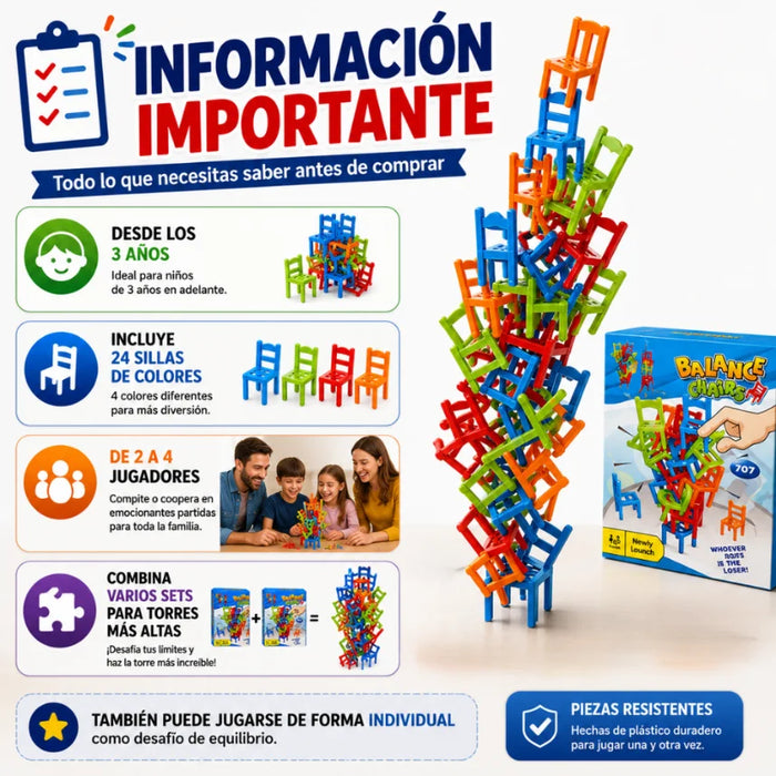 Juego De Mesa Equilibrio De Sillas Familiar Para Niños