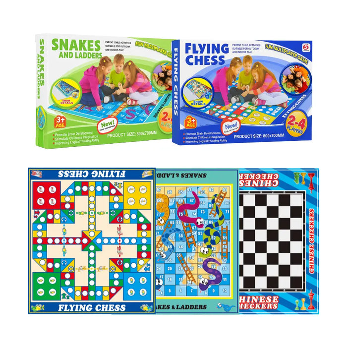 Juego Ludo Serpientes y Escaleras Ajedrez 3 En 1 Alfombra