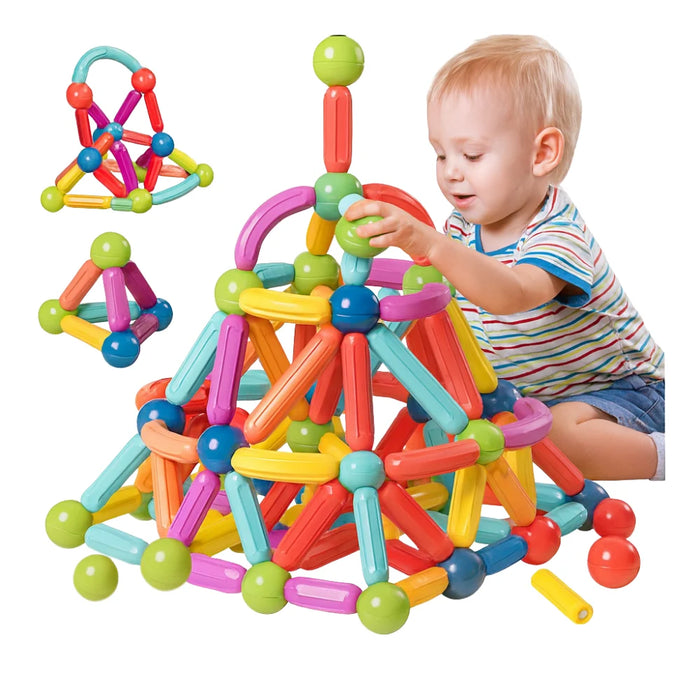 Juego Varillas de Construccion Magnetico Didactico 164 Piezas