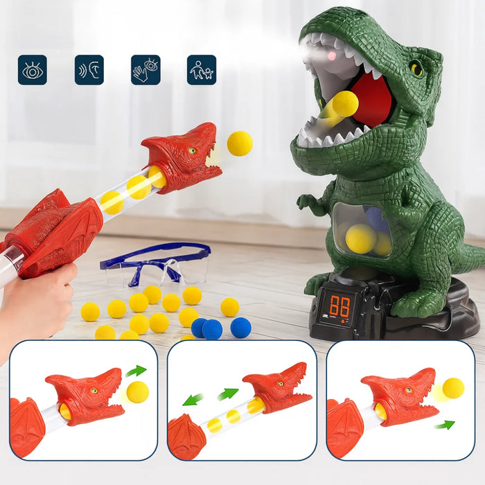 Juego de Punteria Dinosaurio Con Pelotas y Lanzadores