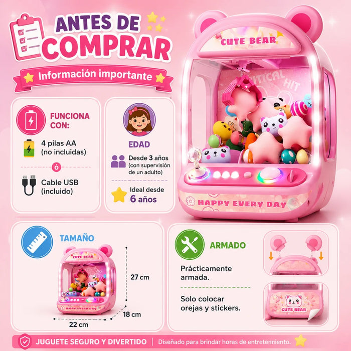Juguete Maquina De Peluches Atrapa Con Garra Kawaii Infantil