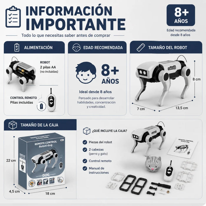 Kit Arma Tu Primer Perro Robot RC a Control Remoto Juguete Infantil