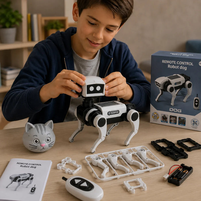 Kit Arma Tu Primer Perro Robot RC a Control Remoto Juguete Infantil