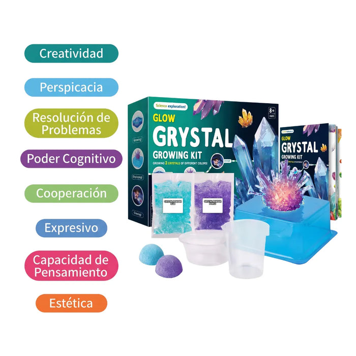 Kit Cultivo De Cristales Luminosos Niños Experimento Ciencia