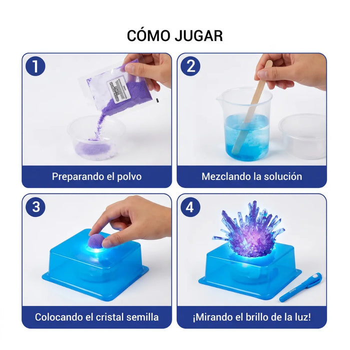 Kit Cultivo De Cristales Luminosos Niños Experimento Ciencia
