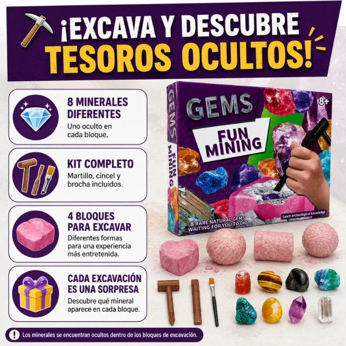Kit Excavacion Rocas Y Minerales Ciencia Juguete Educativo