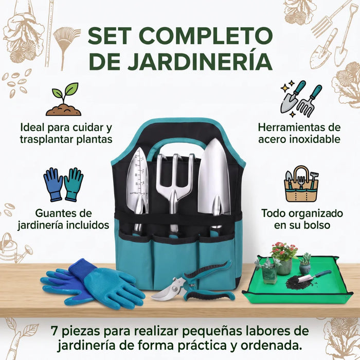 Kit Herramientas Jardineria Con Bolso Guantes Y Accesorios