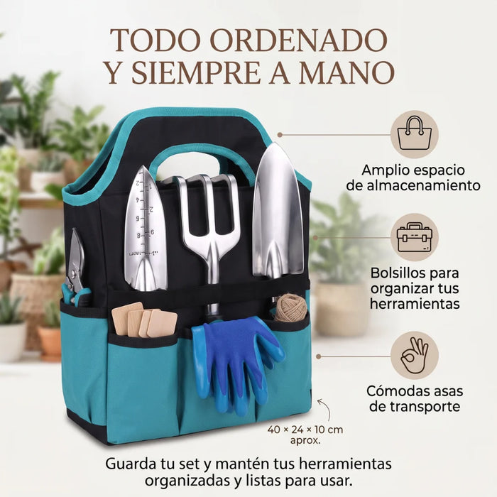 Kit Herramientas Jardineria Con Bolso Guantes Y Accesorios