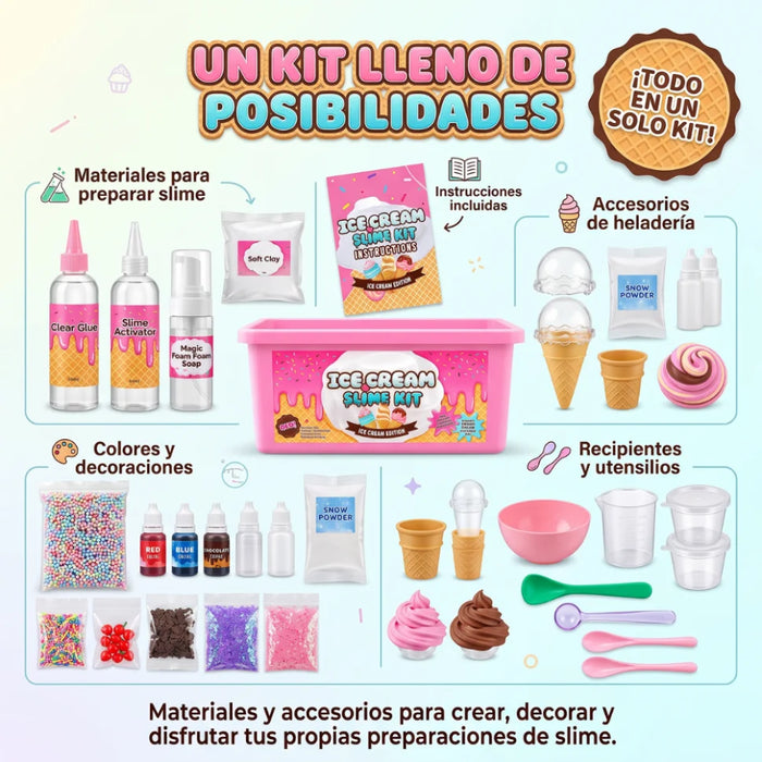 Kit Para Crear Slime Completo Con Accesorios Y Caja Organizadora