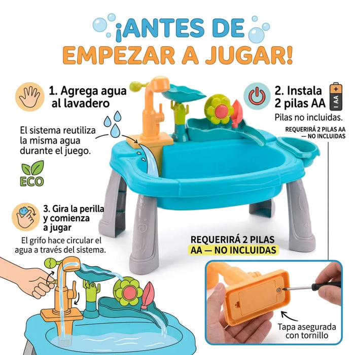 Lavaplatos Infantil Con Agua Recirculante Pesca Y Accesorios