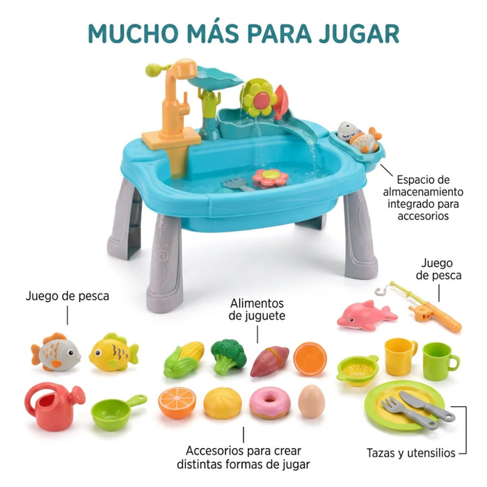 Lavaplatos Infantil Con Agua Recirculante Pesca Y Accesorios