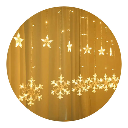 Luces Navideñas Solares Led Copos De Nieve Navidad Navideños - Fliperex